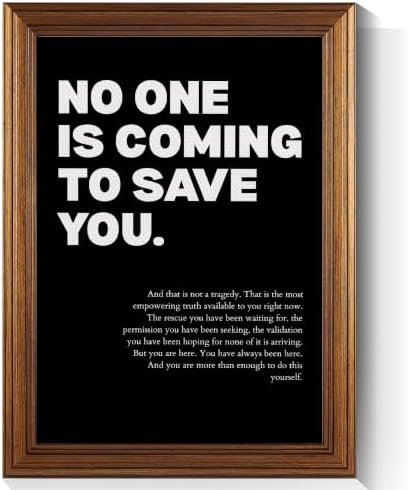 No One Is Coming To Save You Motivational Canvas Wall Art, Empowering by Handmade