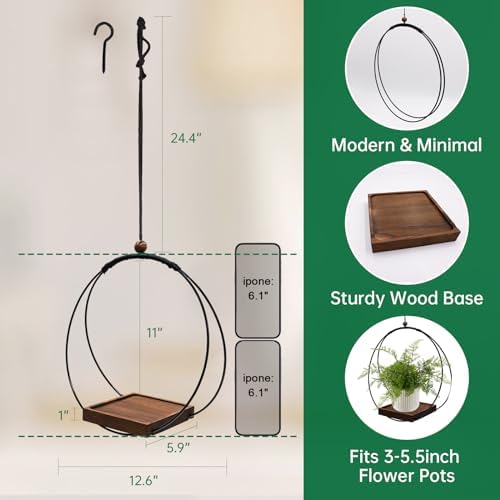 Hanging Planter for Indoor Plants, Modern Boho Macrame Plant Hanger for 3-5.5 - Image 5