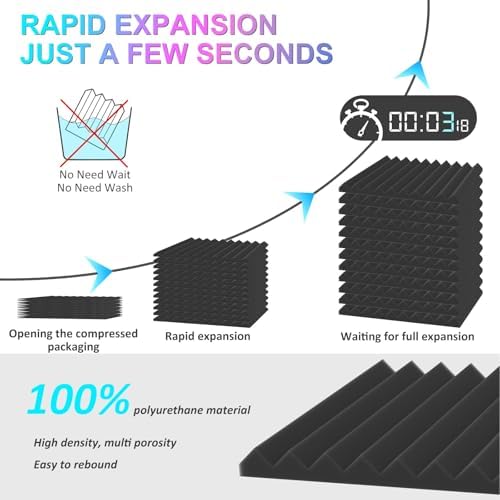 JBER 12 Pack Acoustic Foam Panels, Wedges Sound Proof Foam Panels - Image 4