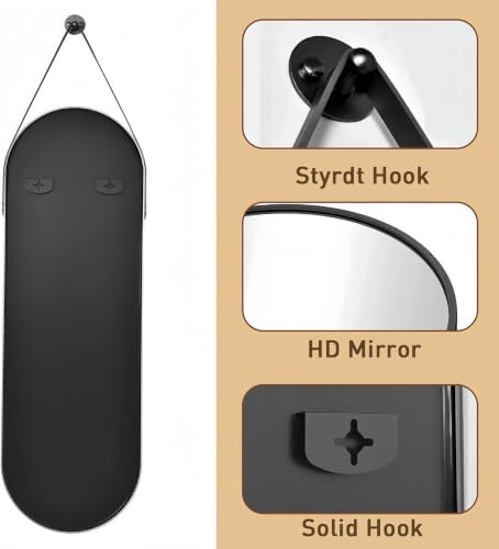 Dewfig 48"x16" Full Length Mirror, Oval Wall Mirror Leather Strap - Image 5