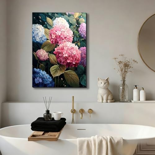 ZERILYN Ship Next Day Floral Canvas Prints Hydrangea Flower Wall Art Pink Blue - Image 4