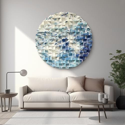 LIUZEYUE - Abstract Flow Round Wood Wall Art, Modern Circular Wooden Decor by Unknown