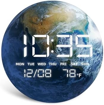 Digital Desk & Shelf Clock, LED Moon/Earth Design, Temperature Display by HOMLOVEHOME