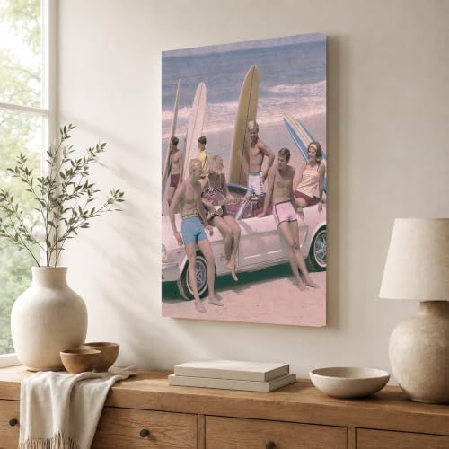 InkFlow Posters Surfers on a Beach Canvas Poster - Image 4