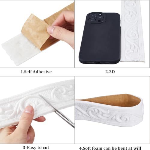CRASPIRE 12 Rolls 88.6Ft Long White Molding Wall Trim Vintage Crown Wallpaper - Image 6
