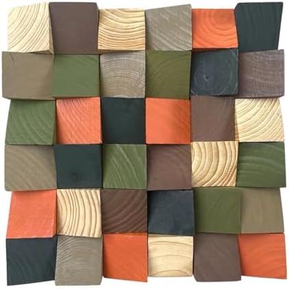 Geometric 3D Wood Wall Art Decor, 11.8"x11.8" Natural Solid Wood Mosaic Wall by AIKEAIKESI