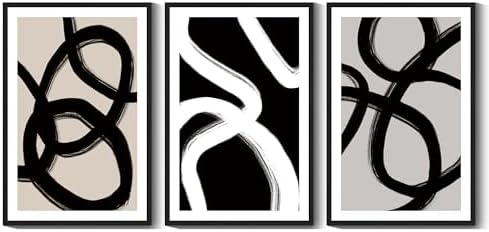 Drsoum Large 24x36in Black Abstract Framed Wall Art Decor Duotone Minimal Dark - Image 5