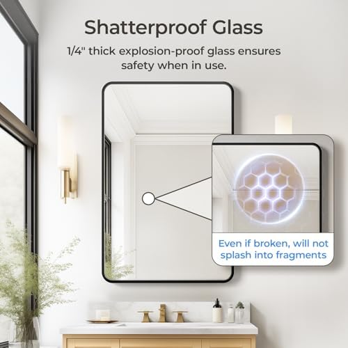 USHOWER Black Bathroom Mirrors for Over Sink 24 x 36 Inch - Image 3