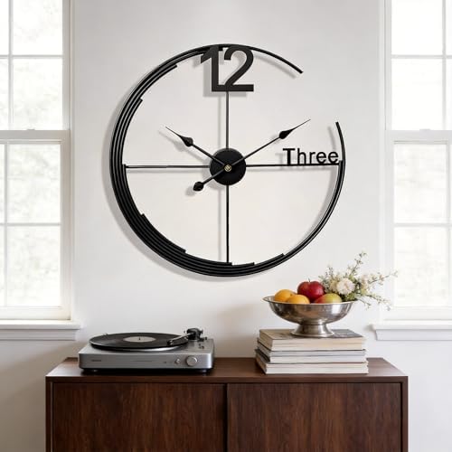 Large Wall Clock, Modern Minimalist Wall Clock Round Silent Non-Ticking Battery by KEQAMHOMEDECOR