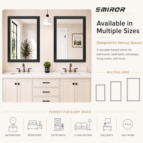 SMIROR 24x36 Matte Black Bathroom Vanity Mirror - Image 6