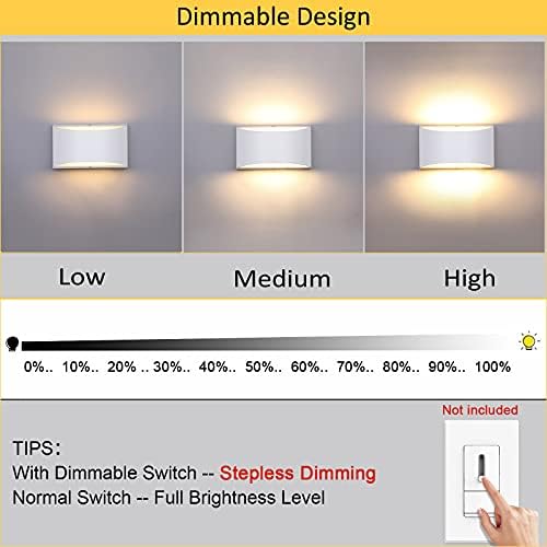 Lightess LED Wall Sconce Light White, Hardwired Wall Light Dimmable - Image 2
