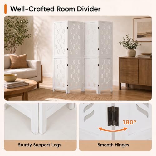 GIANTEX 4 Panel Folding Room Divider, Wood Privacy Screen - Image 7