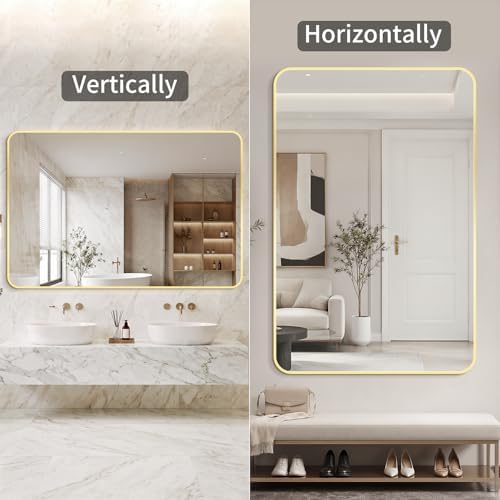 Bathroom Mirror, 30X55 Inch Black Metal Framed Mirror - Image 3