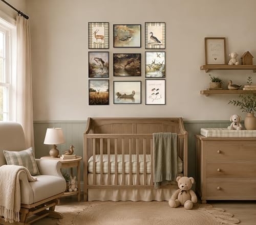 Vintage Nursery Wall Art Set of 9, Baby Boy Hunting Prints 8x10 Unframed - Image 7