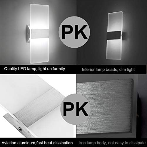 ChangM Modern LED Acrylic Wall Sconce 12W Cool White 6000K Up Down Lamp - Image 7