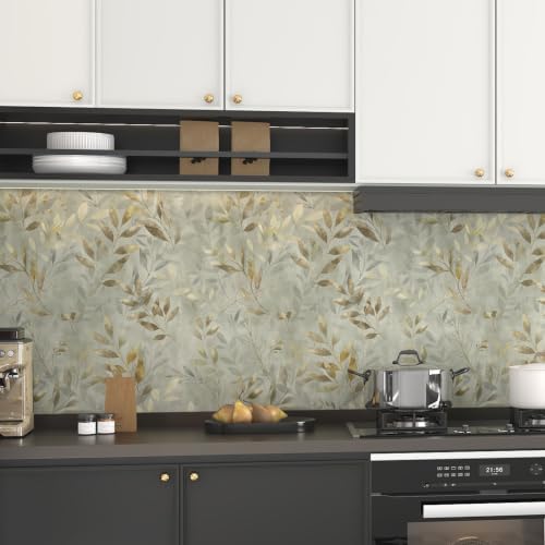 Grey Peel and Stick Wallpaper Vintage Leaf Wallpaper 17.3"×78.8" - Image 6