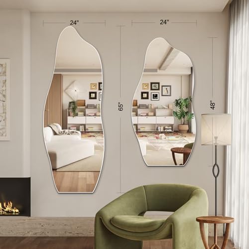 Niccy Wavy Full Length Mirror, Irregular Wall-Mounted Mirror - Image 6