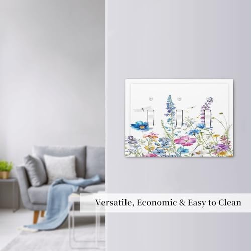 Decorative Switch Plates Boho Colorful Flowers Plants And Dragonflies 3 Gang - Image 7