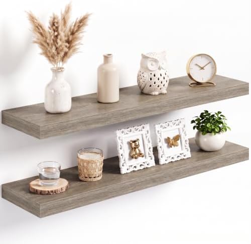 Acovy 32x8in Floating Shelves 2 Pack, Wall Mount Display Shelf by Acovy