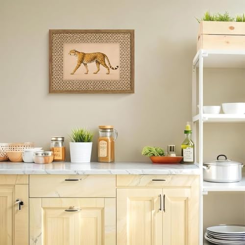 Vintage Framed Cheetah Canvas Wall Art Trendy Leopard Pictures 16×24 Inch - Image 4
