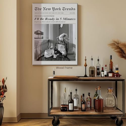 Trendy Newspaper Wall Art 12x16in Wooden Framed Vintage Black and White - Image 4