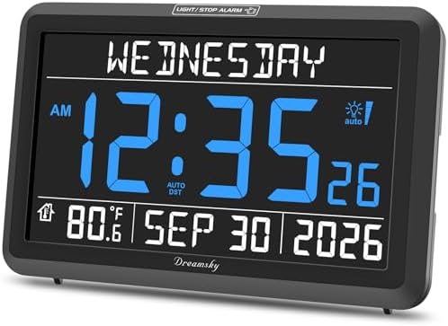 DreamSky Digital Clock with Date and Day of Week with Battery Backup by DreamSky