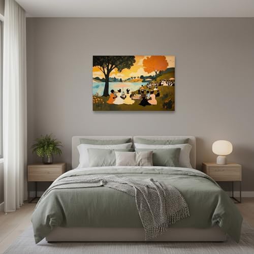 Black People Canvas Wall Art Joyful Outdoor Gathering Poster 16x24IN Framed - Image 2