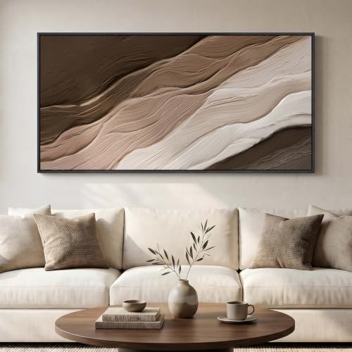 Large Framed Neutral Brown Beige Abstract Wall Art by Cuspin