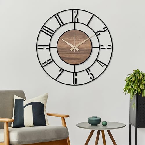 Metal Large Wall Clock, Silent Battery Operated Clocks - Image 3
