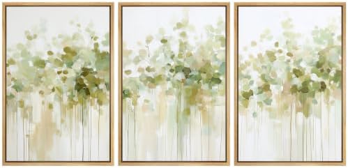MUDECOR Framed Canvas Print Wall Art Set Soft Green Trees by MUDECOR