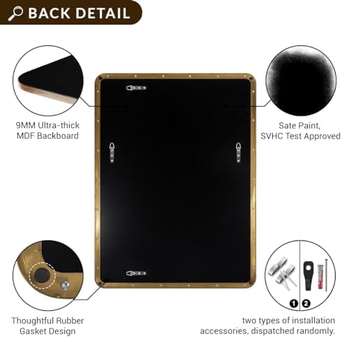 ANDY STAR Gold Bathroom Mirror, 30x36 Brushed Brass Rectangle Mirror - Image 4