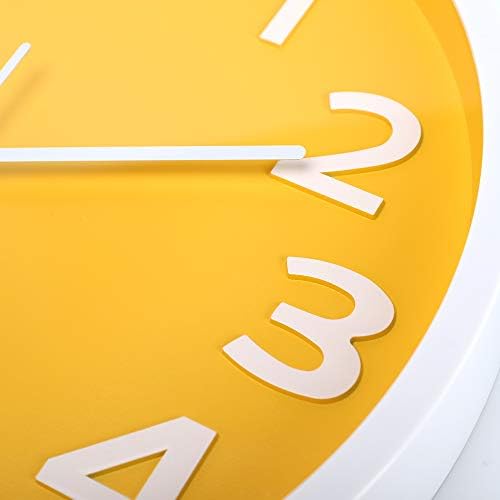 Lafocuse 12 Inch Modern Analog Yellow Wall Clock - Image 6