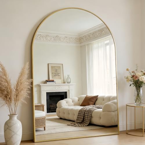 Prywot Full Length Mirror, Oversized 86"x46" Arched-Top Floor Mirror by Prywot