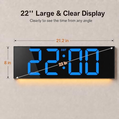 JALL 22" Extra Large Digital Wall Clock, Giant LED Display - Image 2