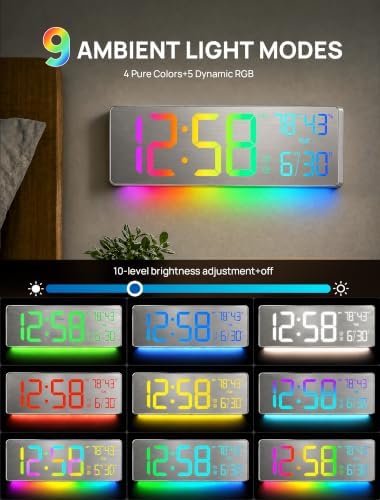 RGB Large Digital Wall Clock, 15.7" Digital Clock Large Display - Image 3