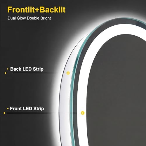 Oval LED Bathroom Mirror with Lights, 20 x 28 Inch Lighted Vanity Mirror - Image 3