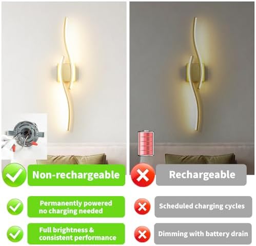 Daunton Modern Gold Wall Light Fixture Set of 2, RC Dimmable LED Wall Light - Image 3