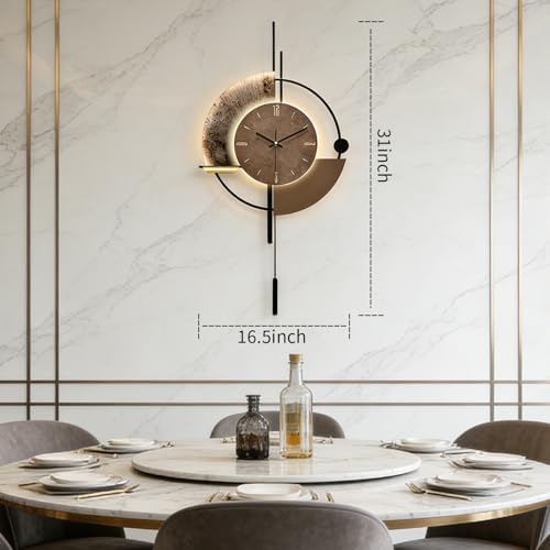 SIN&MI Wall Clock with Light, Decorative Wall Clocks with Pendulum, Silent - Image 7