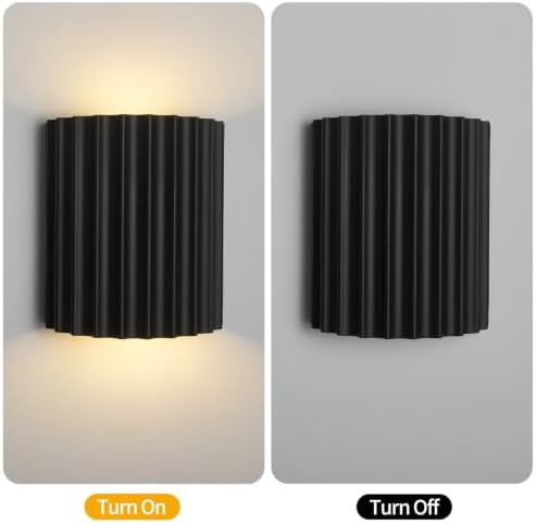 Indoor Hardwired Up and Down Black Wall Sconce Set of 2 Modern LED 3000K - Image 5