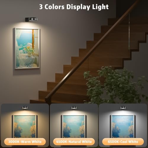6 Pcs Picture Lights, Rechargeable Battery Operated Dimmable 3-Color Wall Light - Image 6