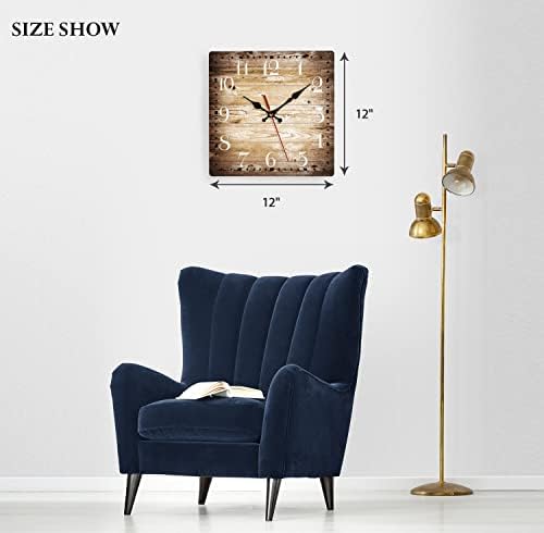 ArtSocket Square Wall Clock Silent Non-Ticking 12" Rustic Coastal - Image 4