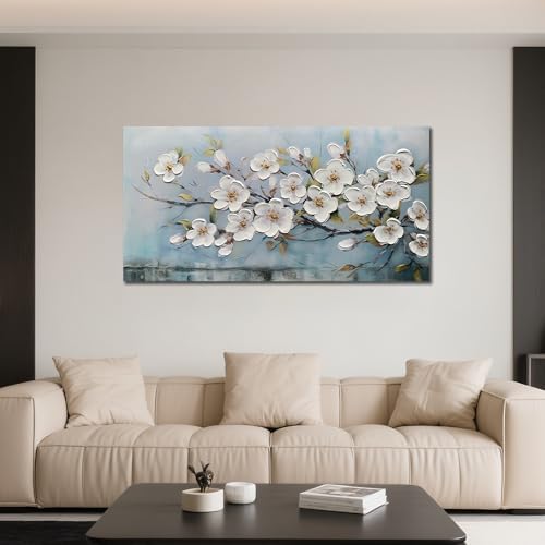 Anolyfi Cherry Blossom Flowers Textured Wall Art - Image 3
