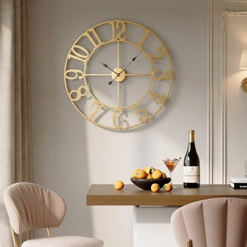 Cuspin Large Wall Clock 30 Inch Gold Decorative Metal Clock - Image 2