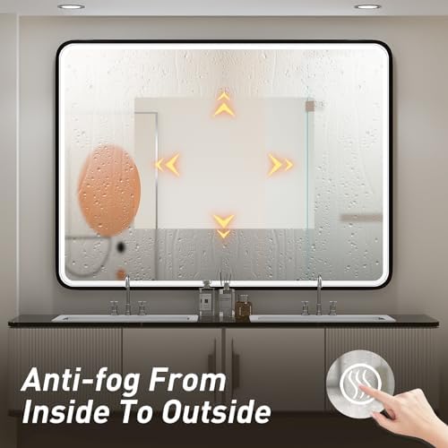 LED 48x36 Inch Lighted Bathroom Mirror, 3 Color - Image 5