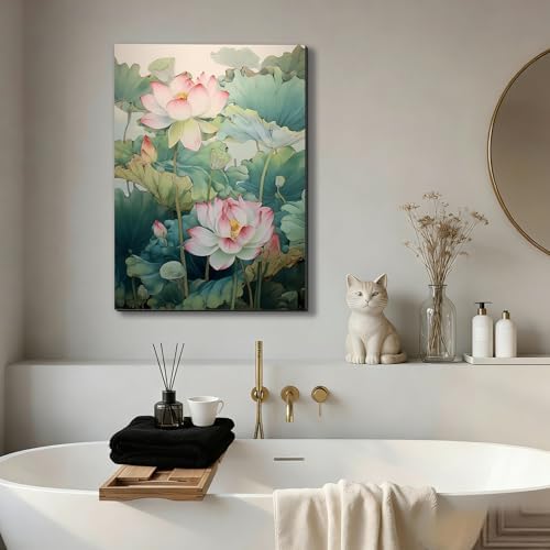 ZERILYN Ship Next Day Lotus Flower Wall Art Canvas Prints Botanical Pictures - Image 3