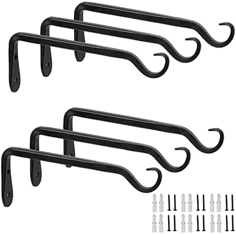 Worth 6-Pack 7" Plant Hanger Bracket, Forged Iron Black Hanging Hooks by WORTH