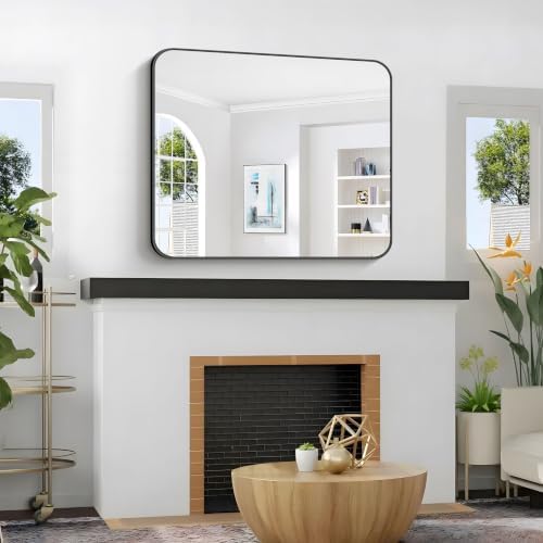 2pcs Bathroom Mirror, 36 x 30 inch Metal Framed Black Rectangle Mirror - Image 5