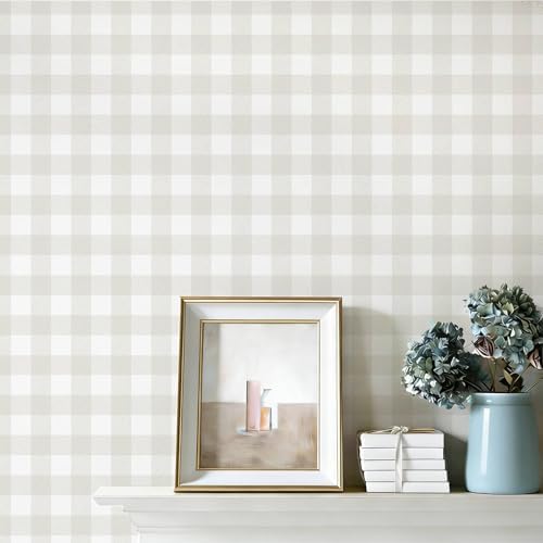 Plaid Wallpaper Neutral Wallpaper 393"×17.3" Checkered Wall Paper Peel and by Fiula