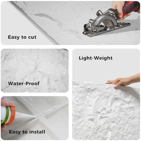 4Pcs Faux Stone Wall Panel 43.3''x23.6'', Lava Stone Design - Image 4