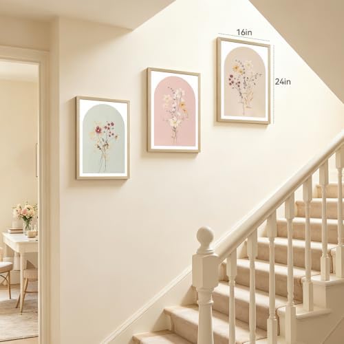YZELY Wildflower Wall Art Set of 3, Neutral Botanical Floral Poster Prints - Image 3